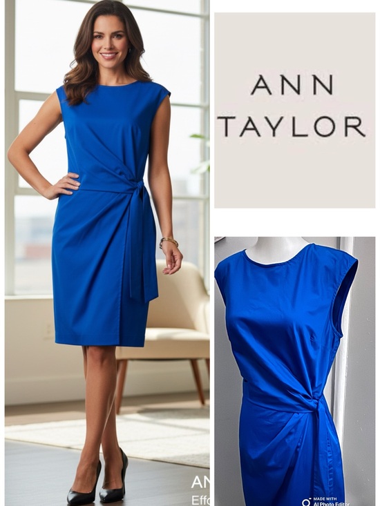 Ann Taylor Dresses & Skirts - Ann Taylor Cobalt Blue Tie-Waist Midi Dress